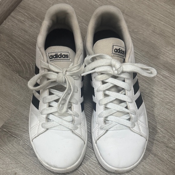 adidas Shoes - adidas White Sneakers with Black Stripes - Low Top Casual Shoes